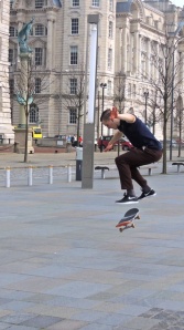 skatebording on Liverpool Waterfrong